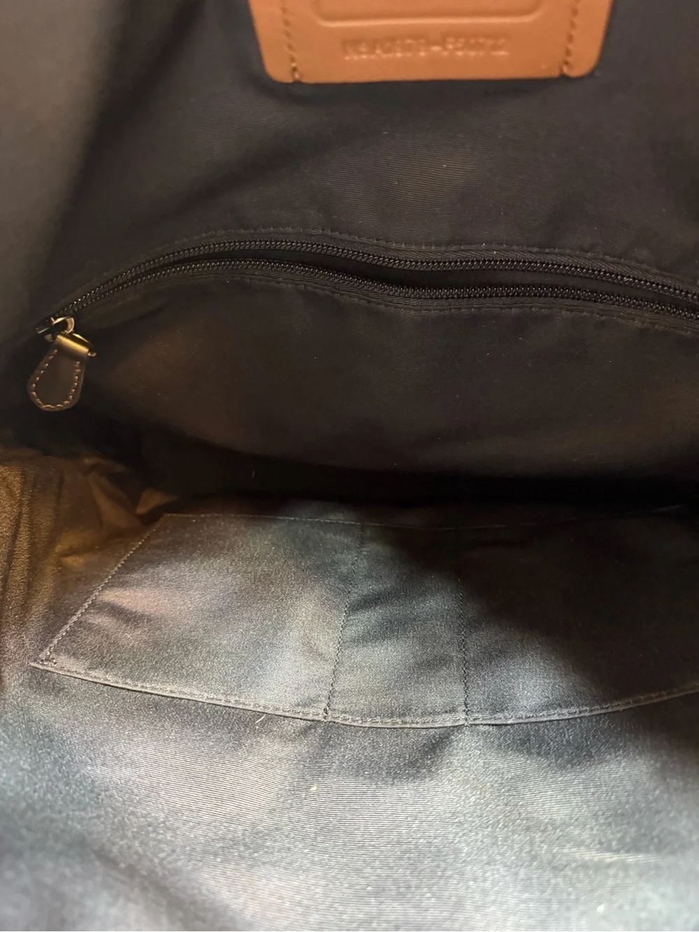 Coach Graham Brown Leather Laptop Messenger Bag Tote with Black Handles Strap.